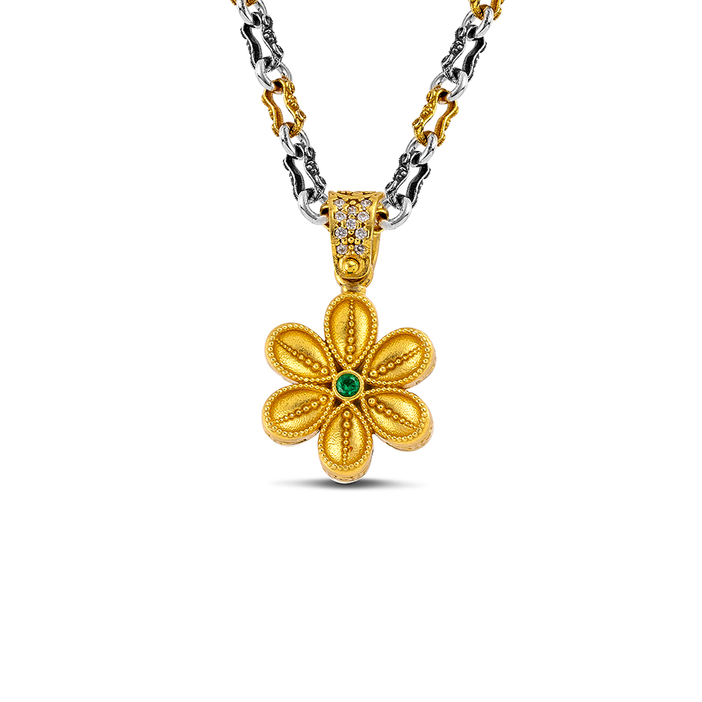 Silver Pendant with Zircon Stones M208-1 Without Chain