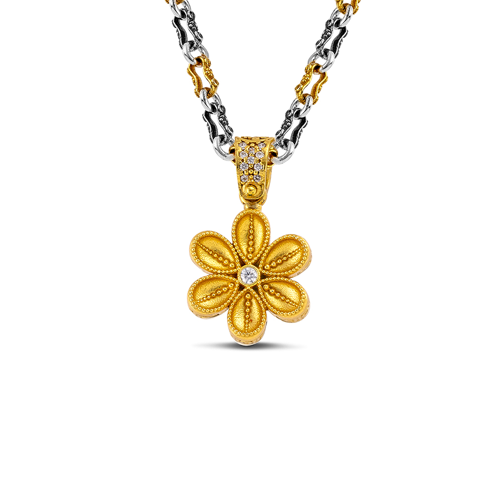 Silver Pendant with Zircon Stones M208-1 Without Chain - Image 2