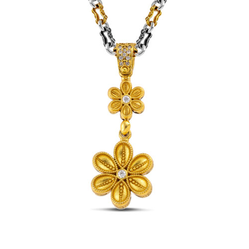 Silver Pendant with Zircon Stones M208-3 Without Chain