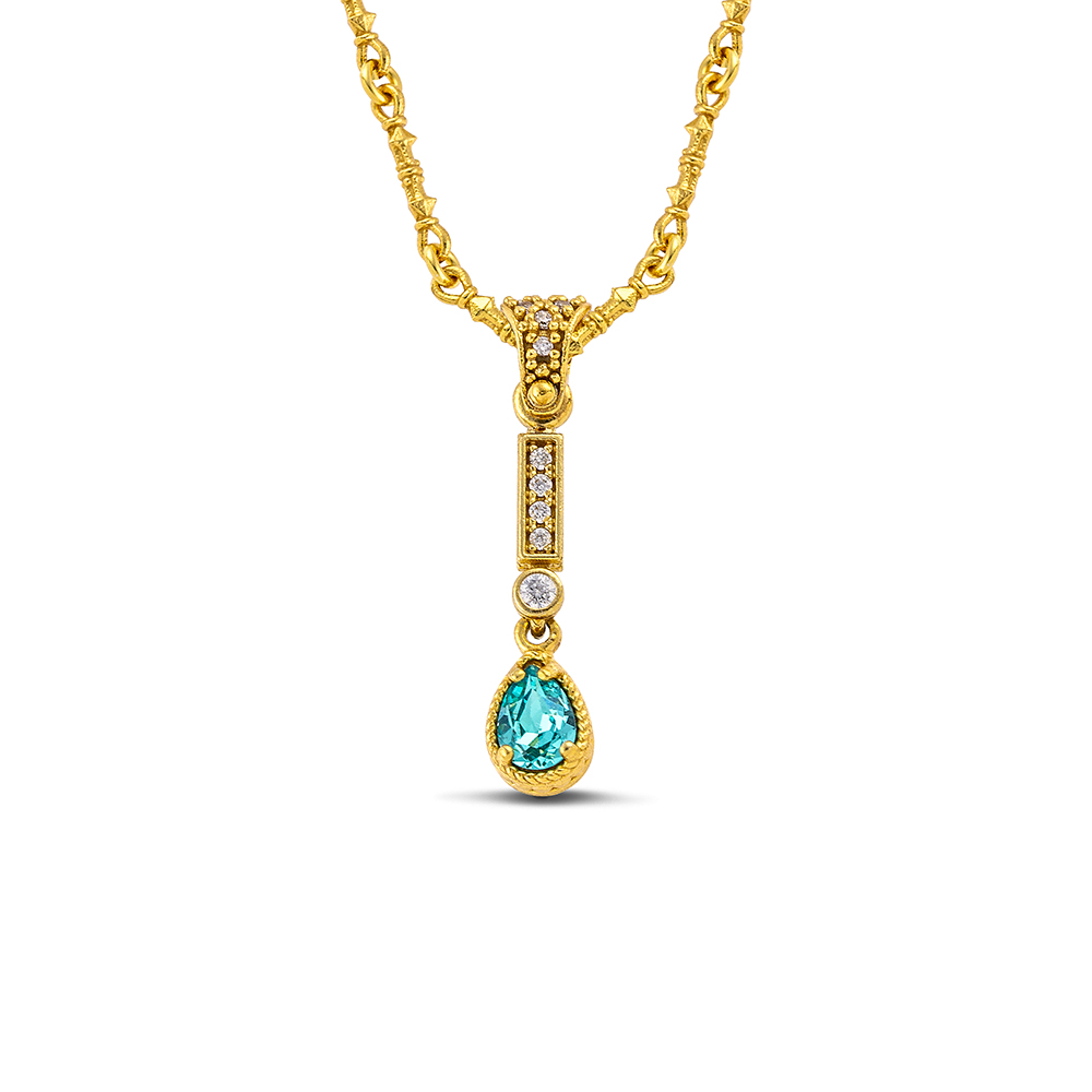 Silver Gold Plated Pendant with Gold Plated Chain M209-1PE