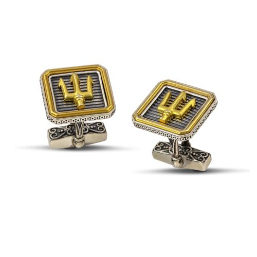 Silver Cufflinks with Neptune's Trident MA175