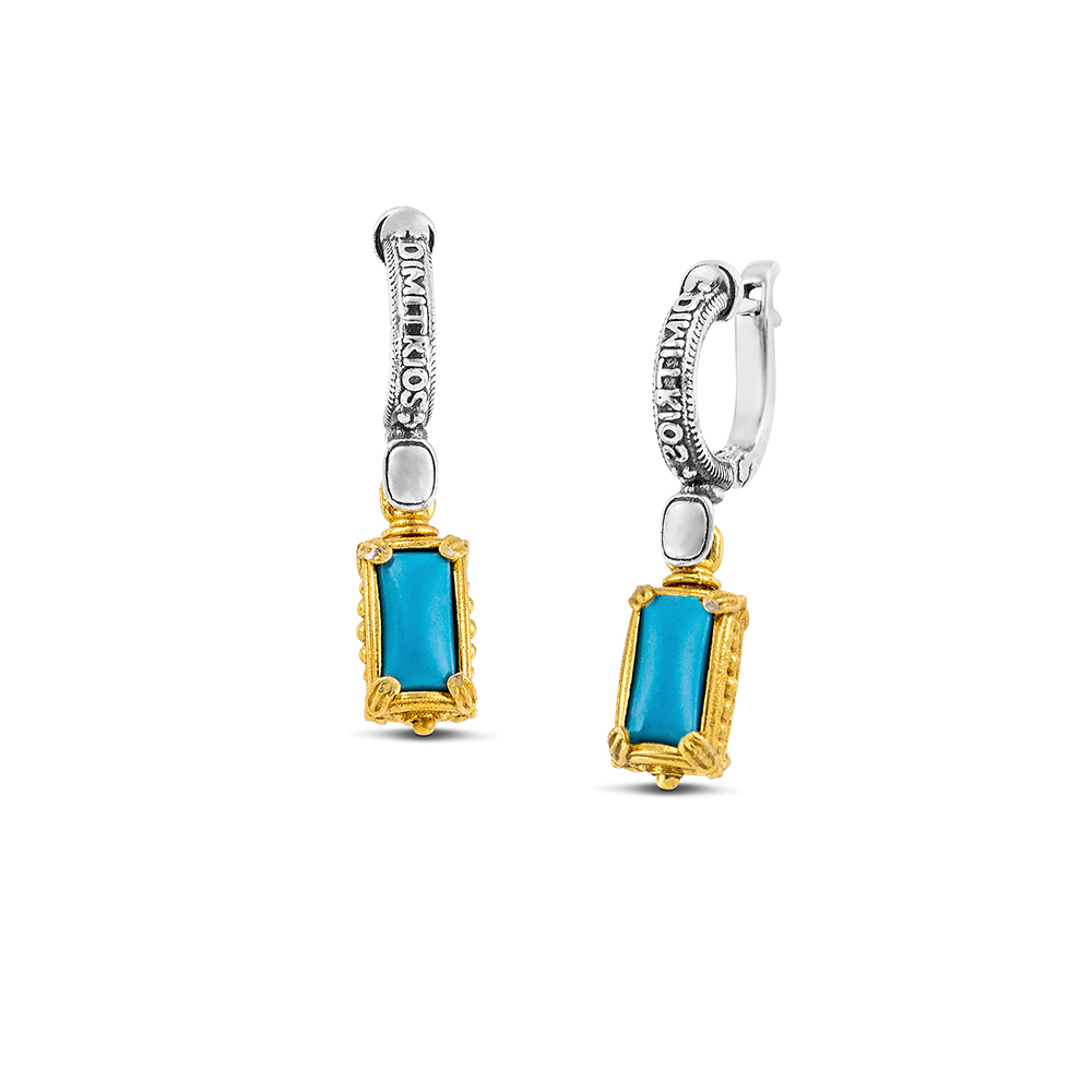 Silver Double-sided Earrings with Semi-Precious Stones S207