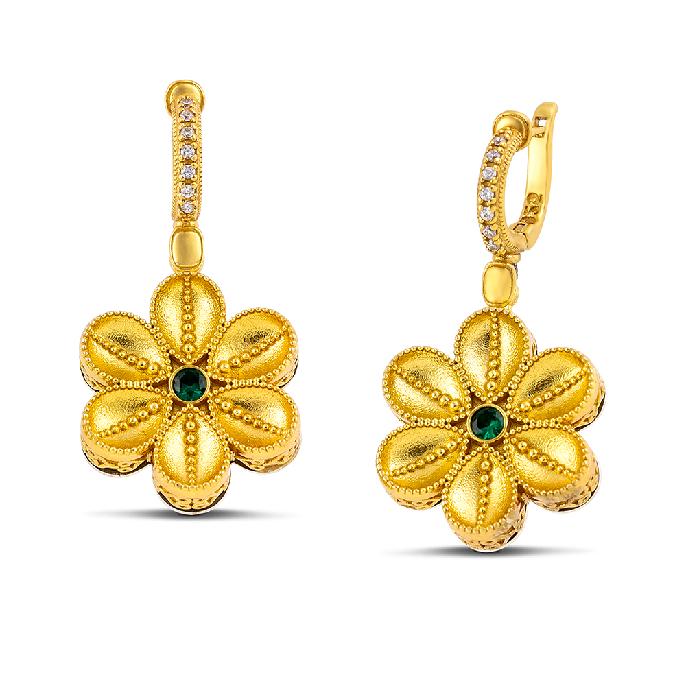 Silver Earrings with Zircon Stones S208 - Image 2