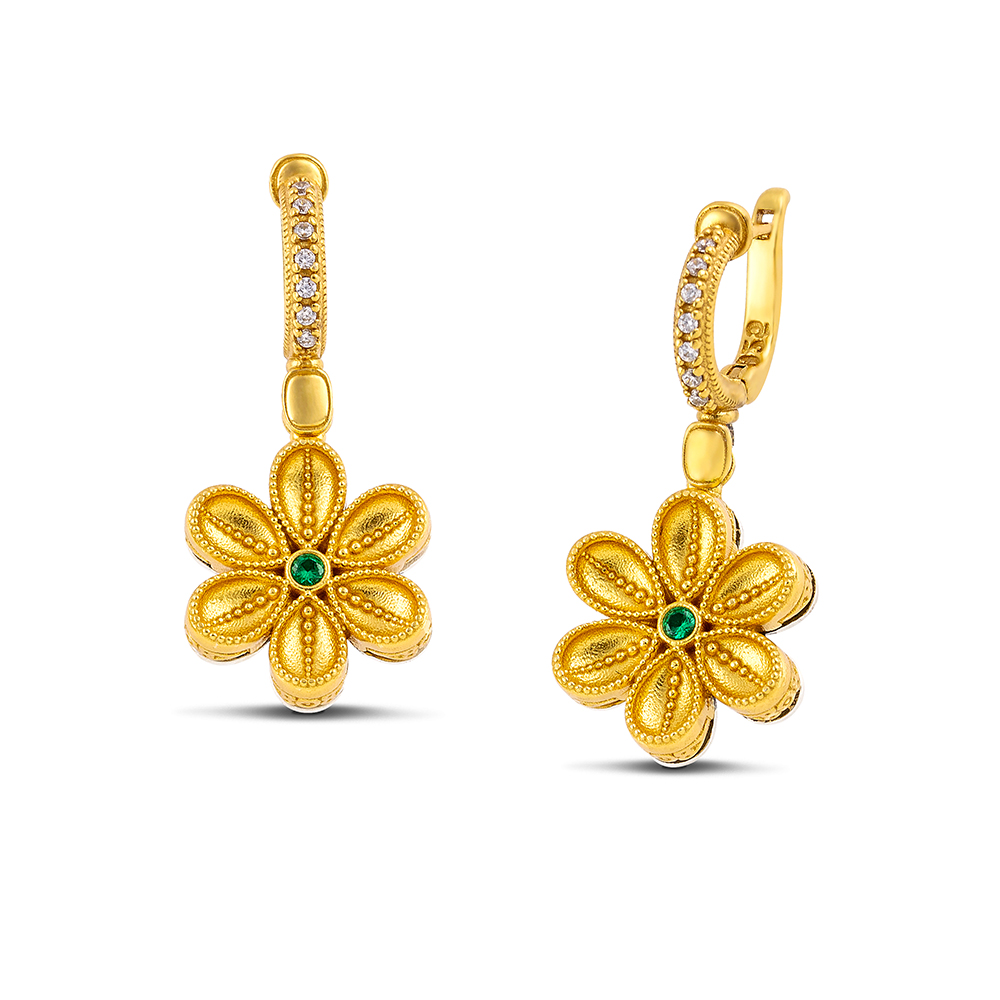 Silver Earrings with Zircon Stones S208-1 - Image 2