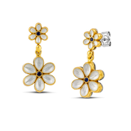 Silver Earrings with Enamel and Zircon Stones S208EN-3