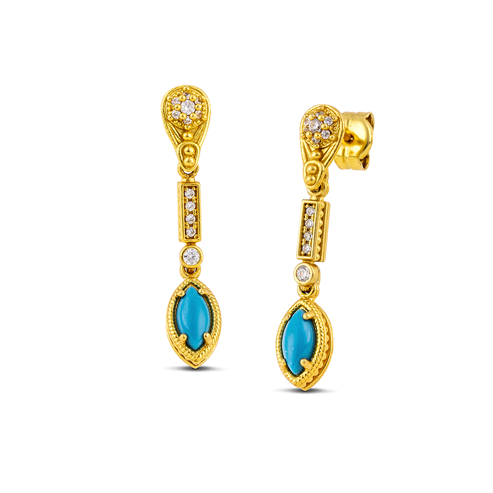 Silver Gold Plated Earrings S209-2NAV2 - Image 2