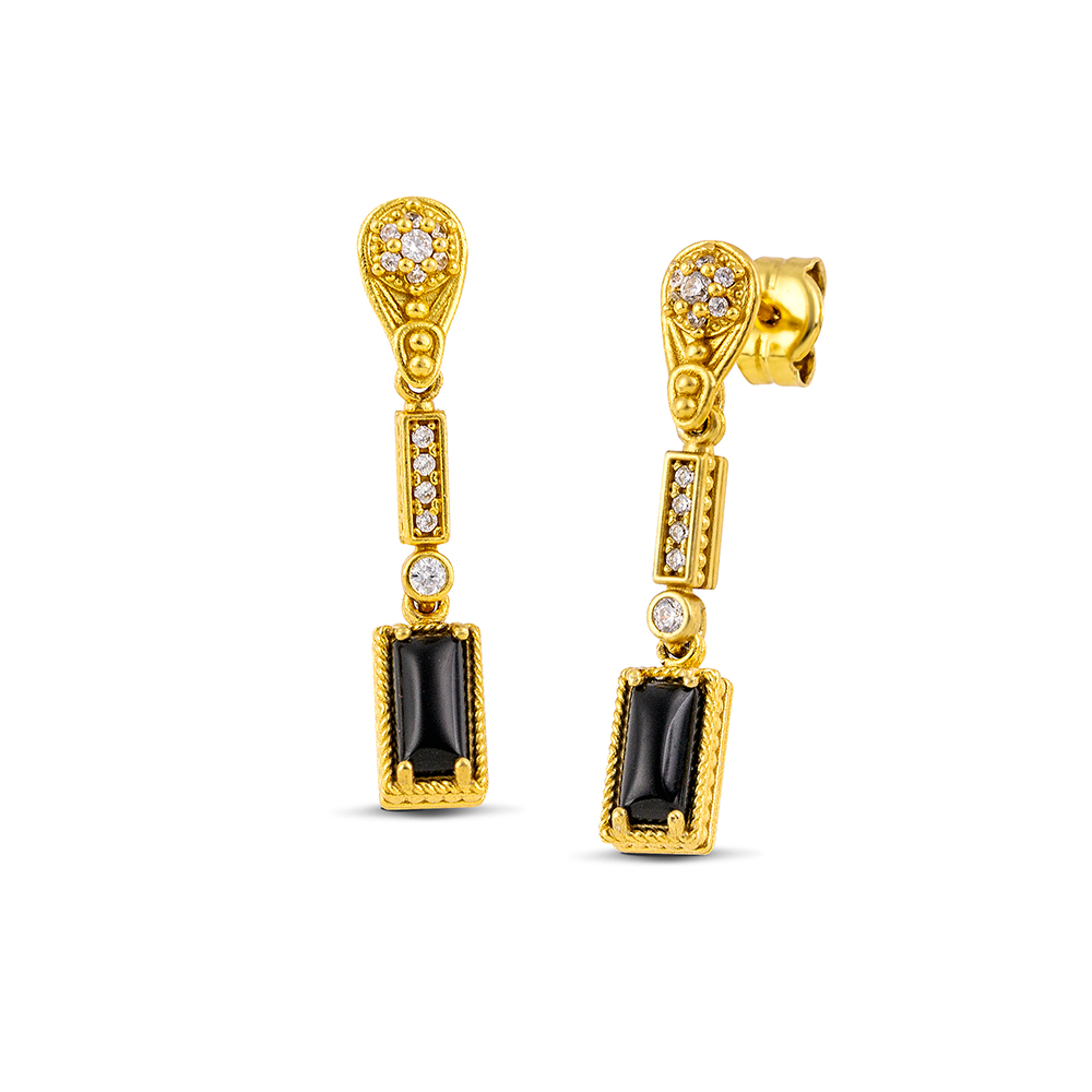 Silver Gold Plated Earrings S209-3BA2