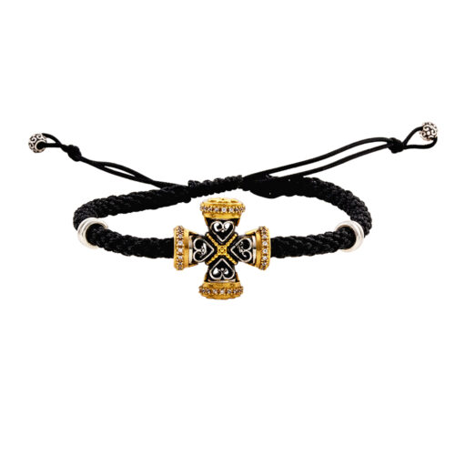 Silver Macrame Bracelet with Cross B444