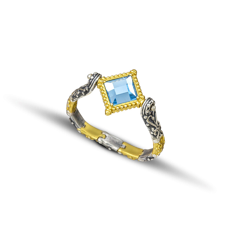 Ασημένιο Δαχτυλίδι Διπλής Όψεως με Swarovski Κρύσταλλα D103