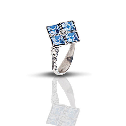 Ασημένιο Δαχτυλίδι με Swarovski Πέτρες D308