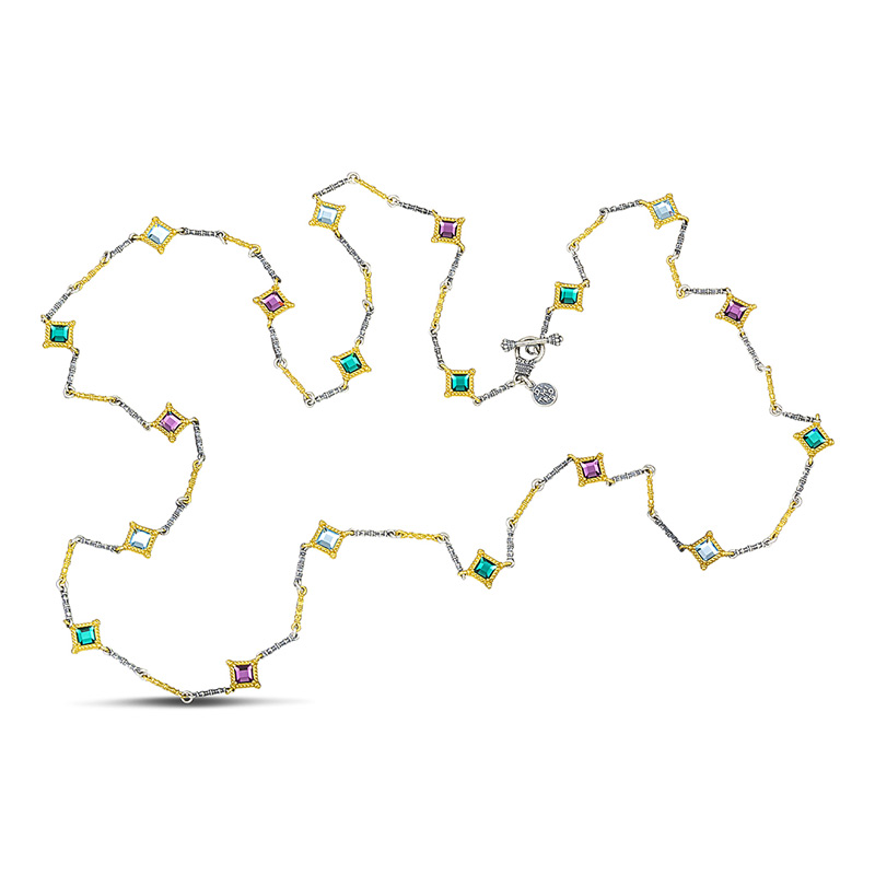 Double-sided necklace with colorful Swarovski Crystals K103
