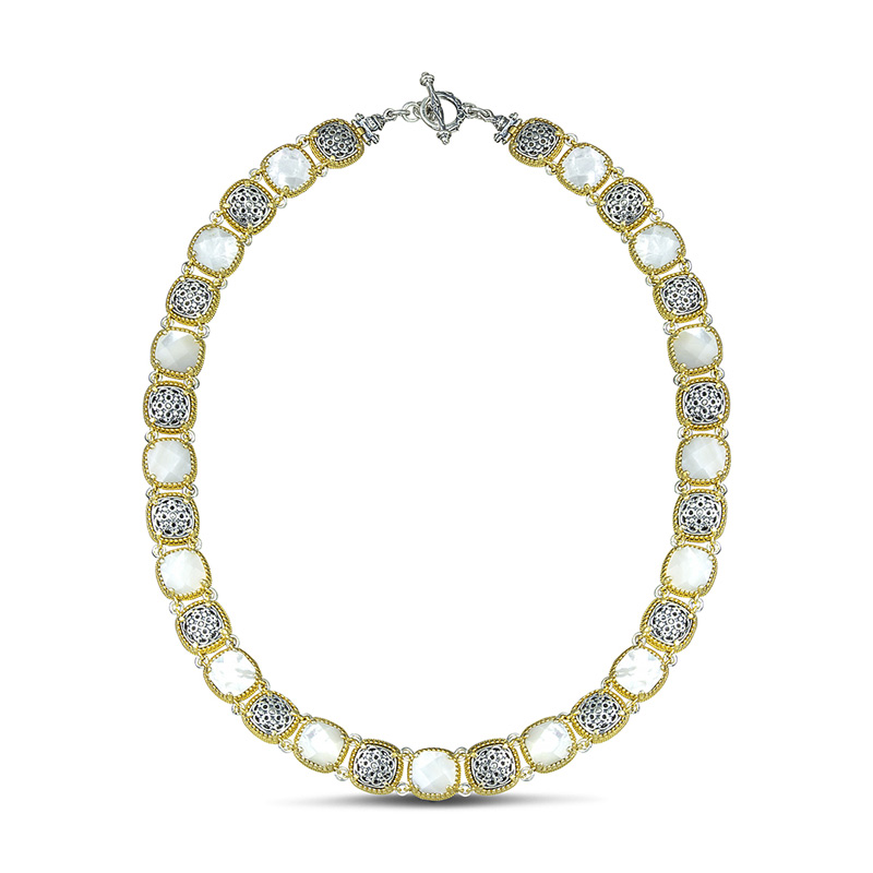 Ασημένιο Κολιέ διπλής όψεως με Mother of Pearl K116-1