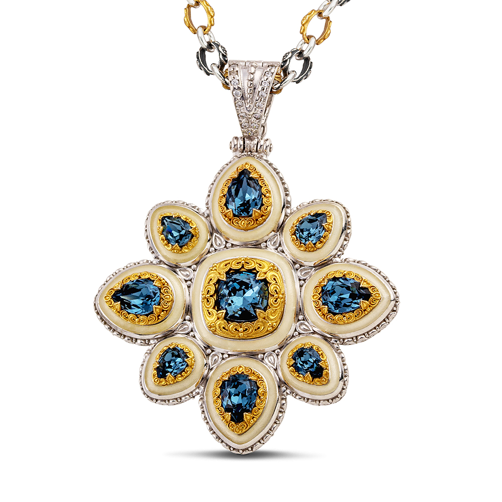 Silver Pendant with Enamel M195-3W