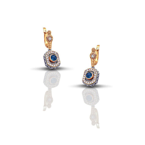 Silver Earrings with Semi-Precious Stones S059