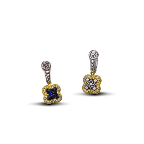 Silver Double Sided Earrings with Zircon Stones S091